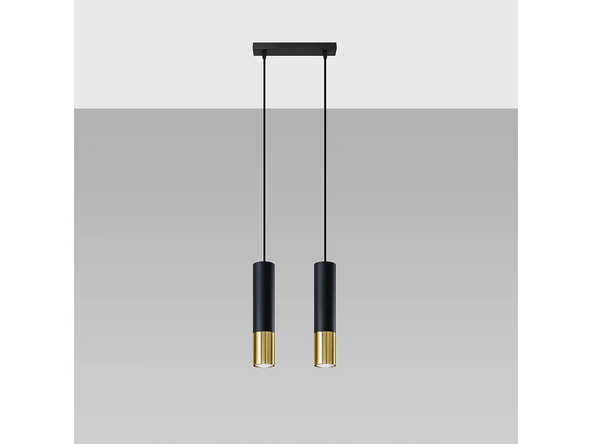 Lampy wiszące nowoczesny Zarpex, stal - 2 źródło światła 4000K - L.30 x H.90 cm - czarny/złoty 4751449 - obrazek 1