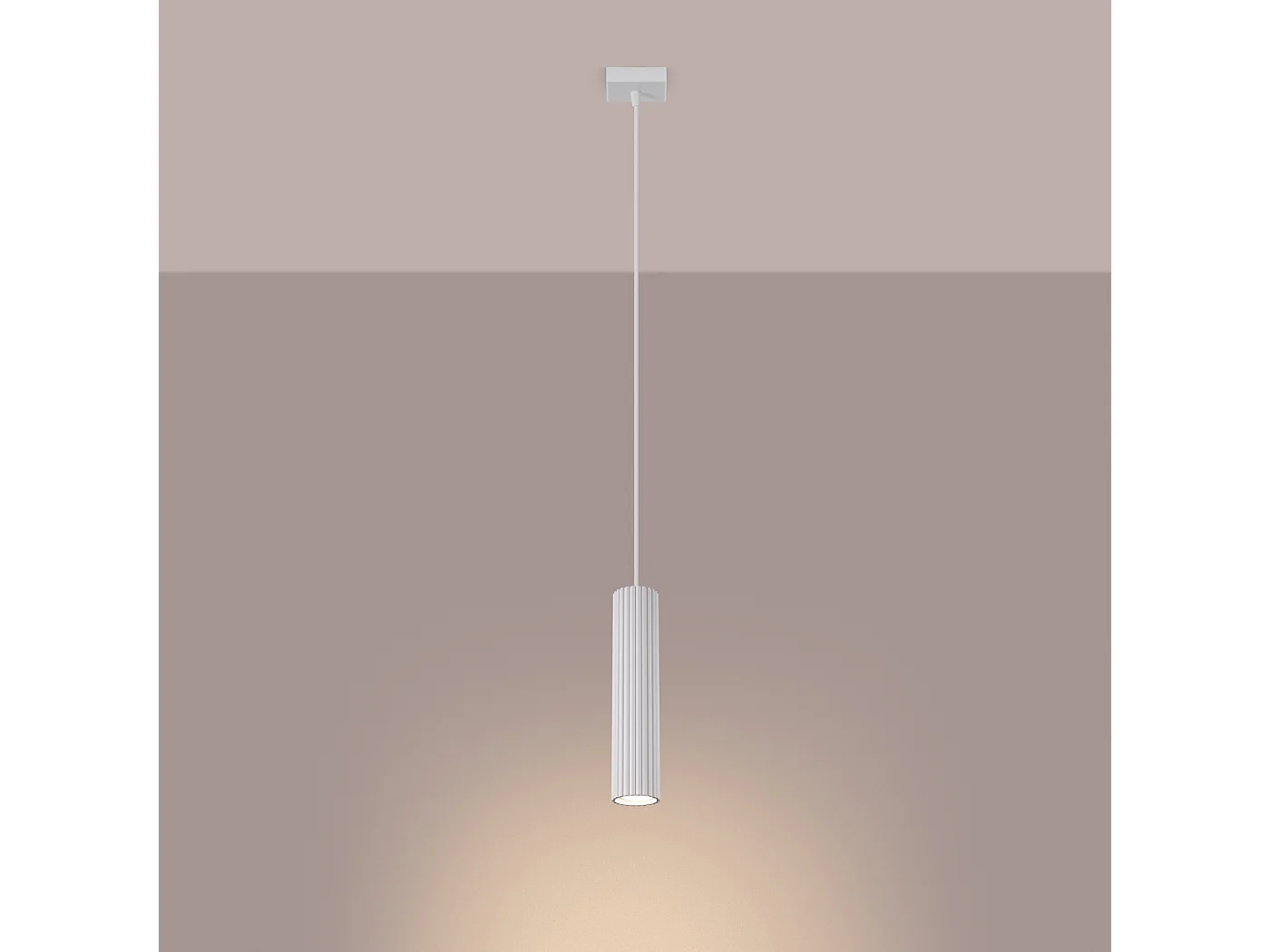 Lampa wisząca minimalistyczny Gloow, aluminium - 1 źródło światła 3000K - L.8 x H.118 cm - biały 4751451 - obrazek 1