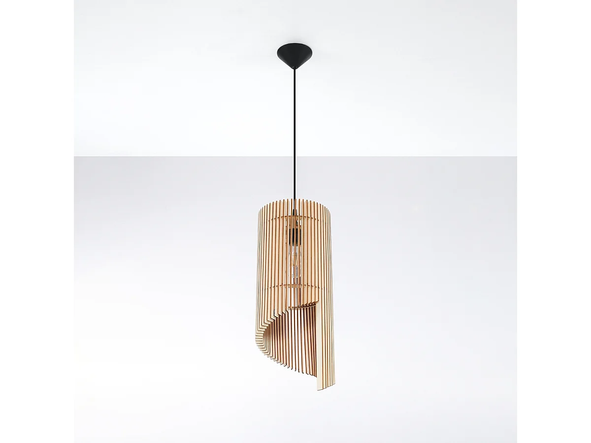 Lampy wiszące skandynawski Zenexia, drewno - 1 źródło światła 4000K - L.21 x H.120 cm - naturalne drewno 4751452 - obrazek 1