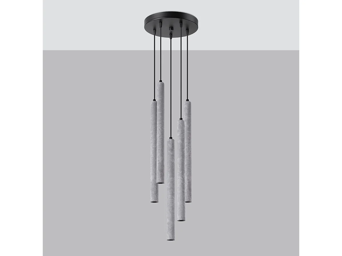 Lampy wiszące nowoczesny Brill, beton - 5 źródło światła 4000K - L.25 x H.110 cm - szary 4751463 - obrazek 1
