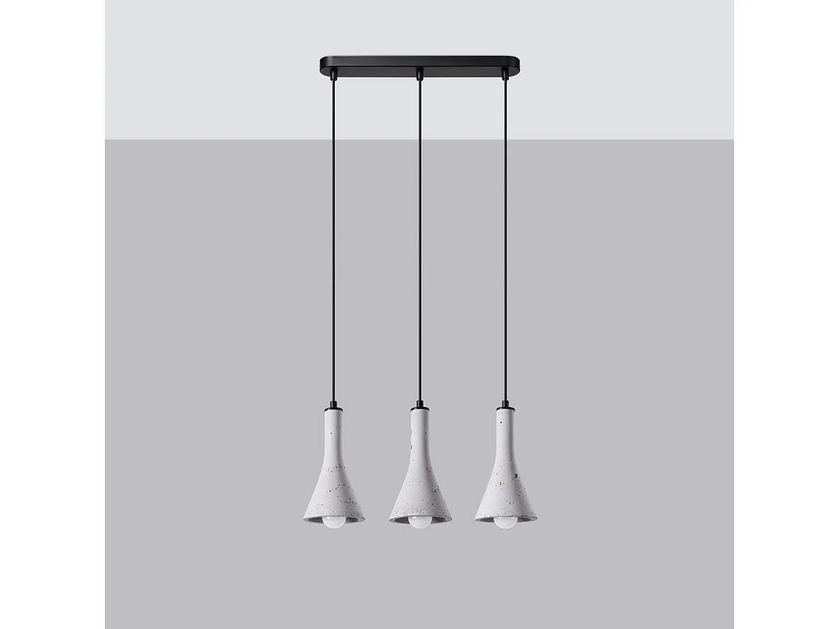 Lampy wiszące nowoczesny Lum, beton - 3 źródło światła 4000K - L.46 x H.110 cm - szary 4751480 - obrazek 1