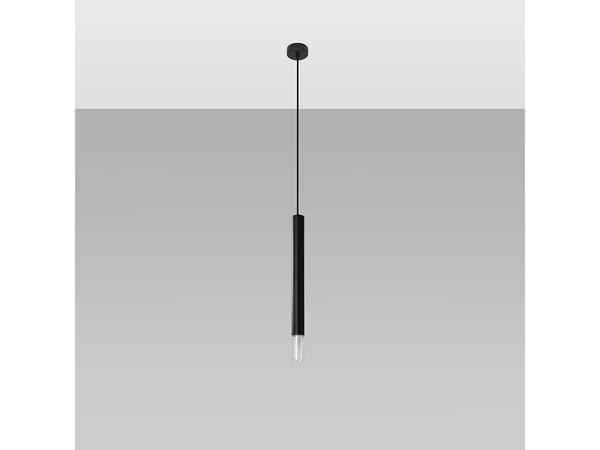 Lampy wiszące nowoczesny Eclim, stal/szkło - 1 źródło światła 4000K - L.8 x H.120 cm - czarny 4751487 - obrazek 1