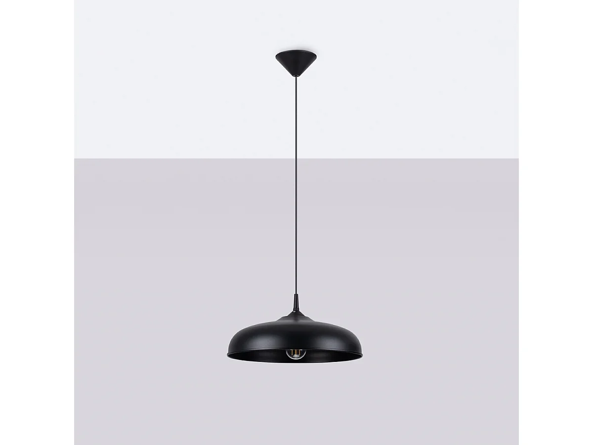 Lampy wiszące skandynawski Zinta, stal - 1 źródło światła 4000K - L.38 x H.74 cm - czarny 4751484 - obrazek 1