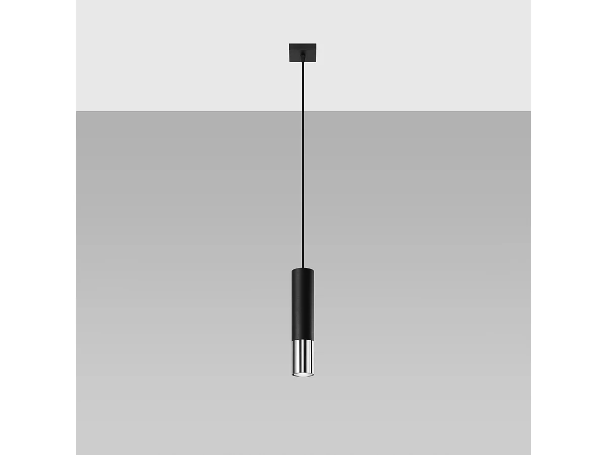 Lampy wiszące nowoczesny Zarpex, stal – 1 źródło światła 4000K – L.8 x H.100 cm – czarny/chrom 4751503
