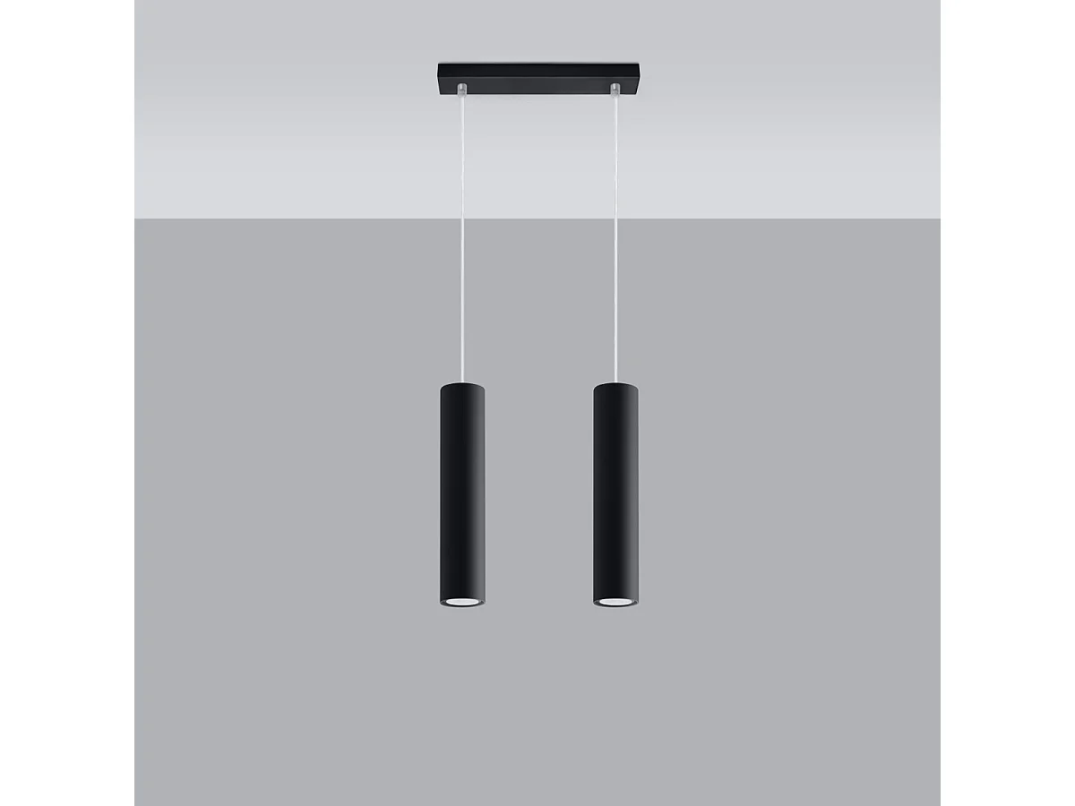 Lampy wiszące nowoczesny Toris, stal – 2 źródło światła 4000K – L.30 x H.90 cm – czarny 4751504