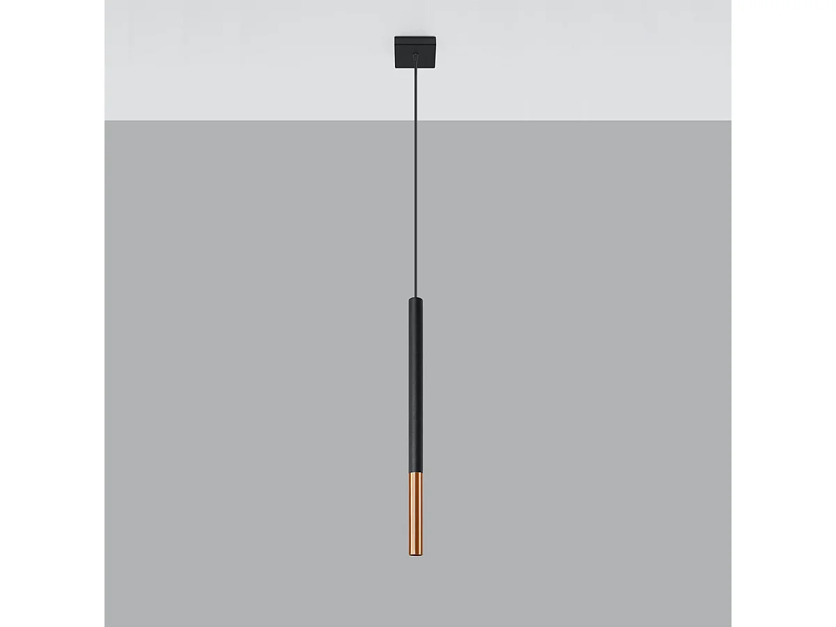 Lampy wiszące nowoczesny Flar, stal - 1 źródło światła 4000K - L.8 x H.100 cm - czarny/miedź 4751513 - obrazek 1