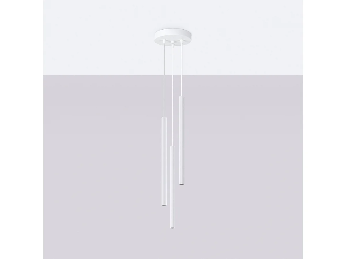 Lampy wiszące nowoczesny Elara, stal - 3 źródło światła 4000K - L.20 x H.120 cm - biały 4751515 - obrazek 1