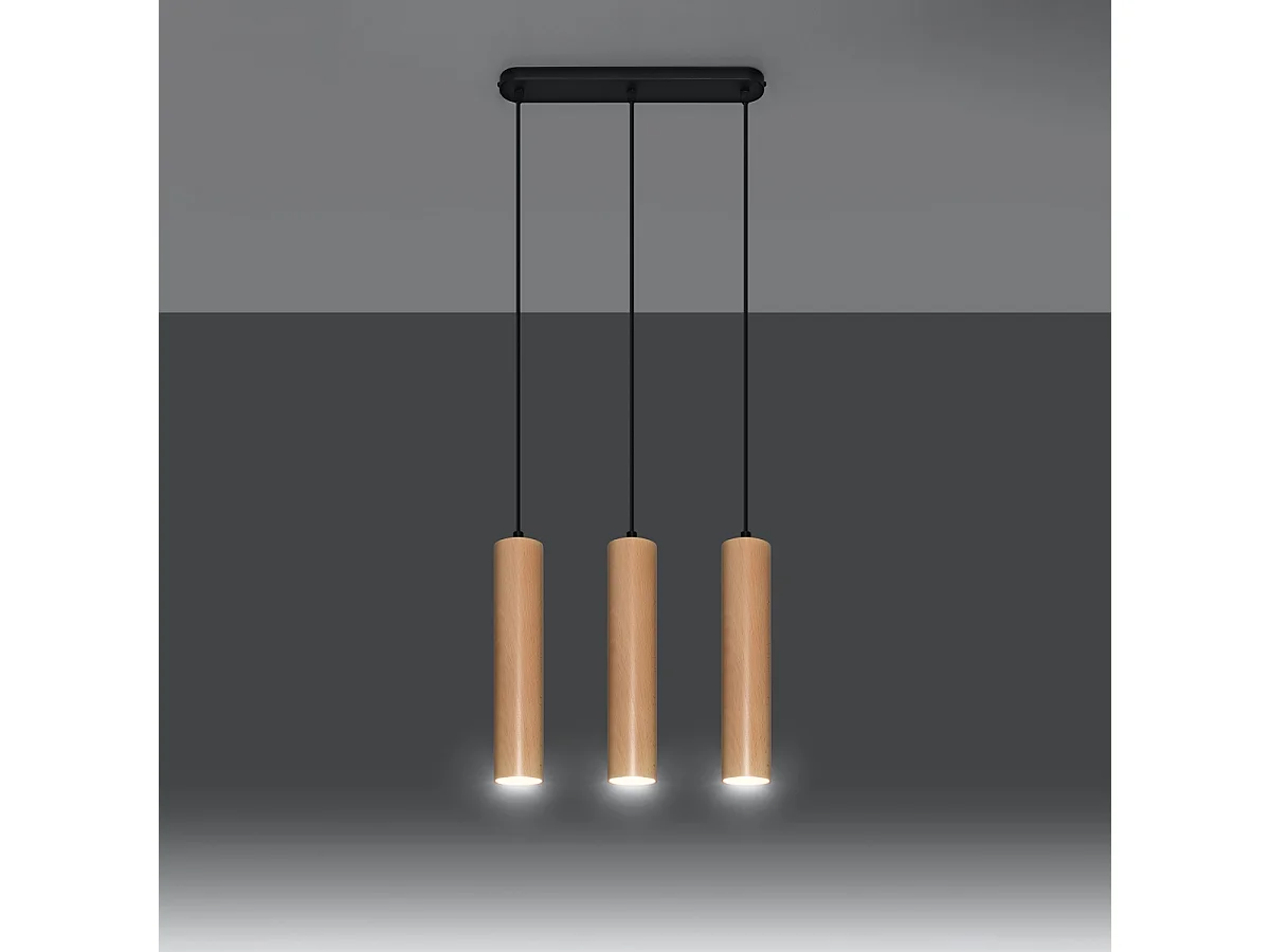 Lampy wiszące skandynawski Silno, drewno - 3 źródło światła 3000K - L.45 x H.90 cm - naturalne drewno 4751505 - obrazek 1