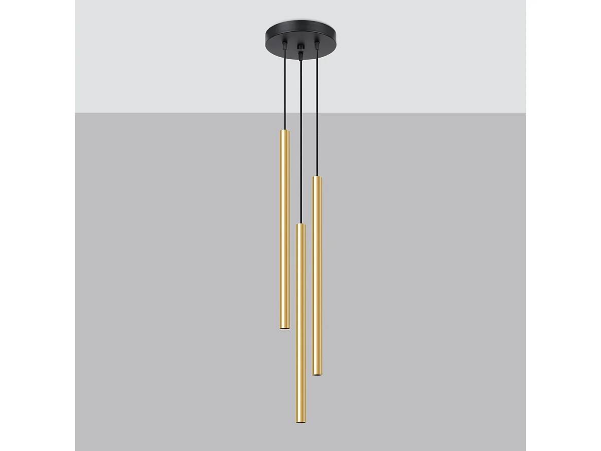 Lampy wiszące nowoczesny Brill, stal - 3 źródło światła 4000K - L.20 x H.90 cm - złoty połysk 4751517 - obrazek 1
