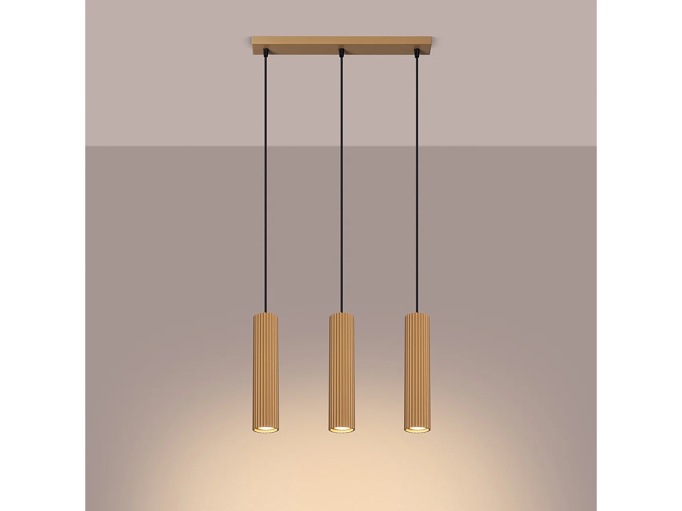 Lampa wisząca minimalistyczny Gloow, aluminium - 3 źródło światła 3000K - L.45 x H.98 cm - złoty 4751514 - obrazek 1