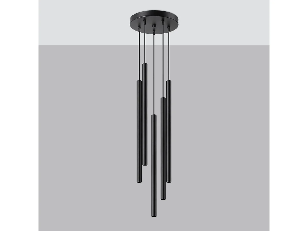 Lampy wiszące nowoczesny Brill, stal - 5 źródło światła 4000K - L.25 x H.110 cm - czarny 4751532 - obrazek 1