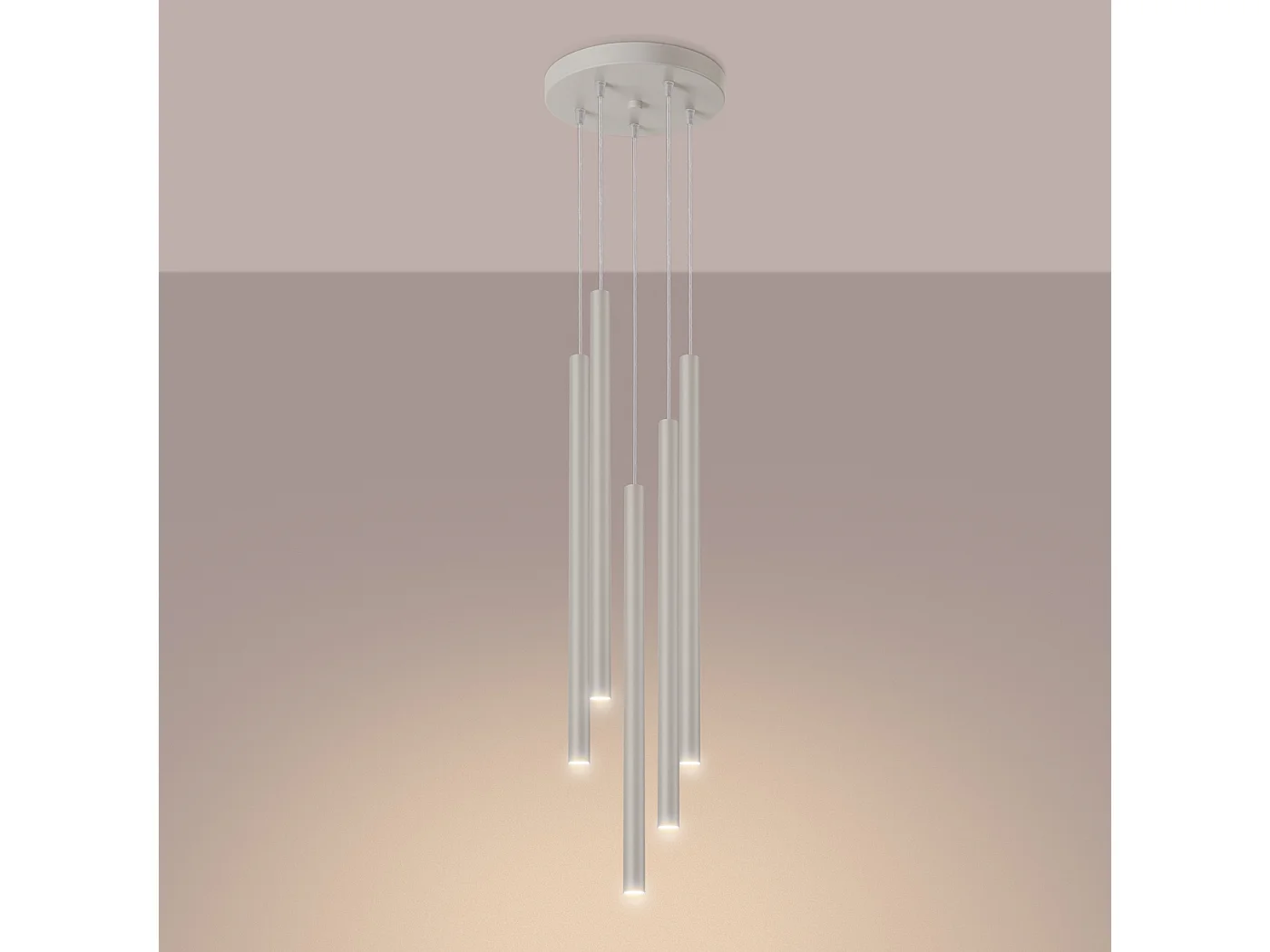 Lampa wisząca nowoczesny Brill, stal - 5 źródło światła 3000K - L.25 x H.104 cm - beżowy 4751521 - obrazek 1