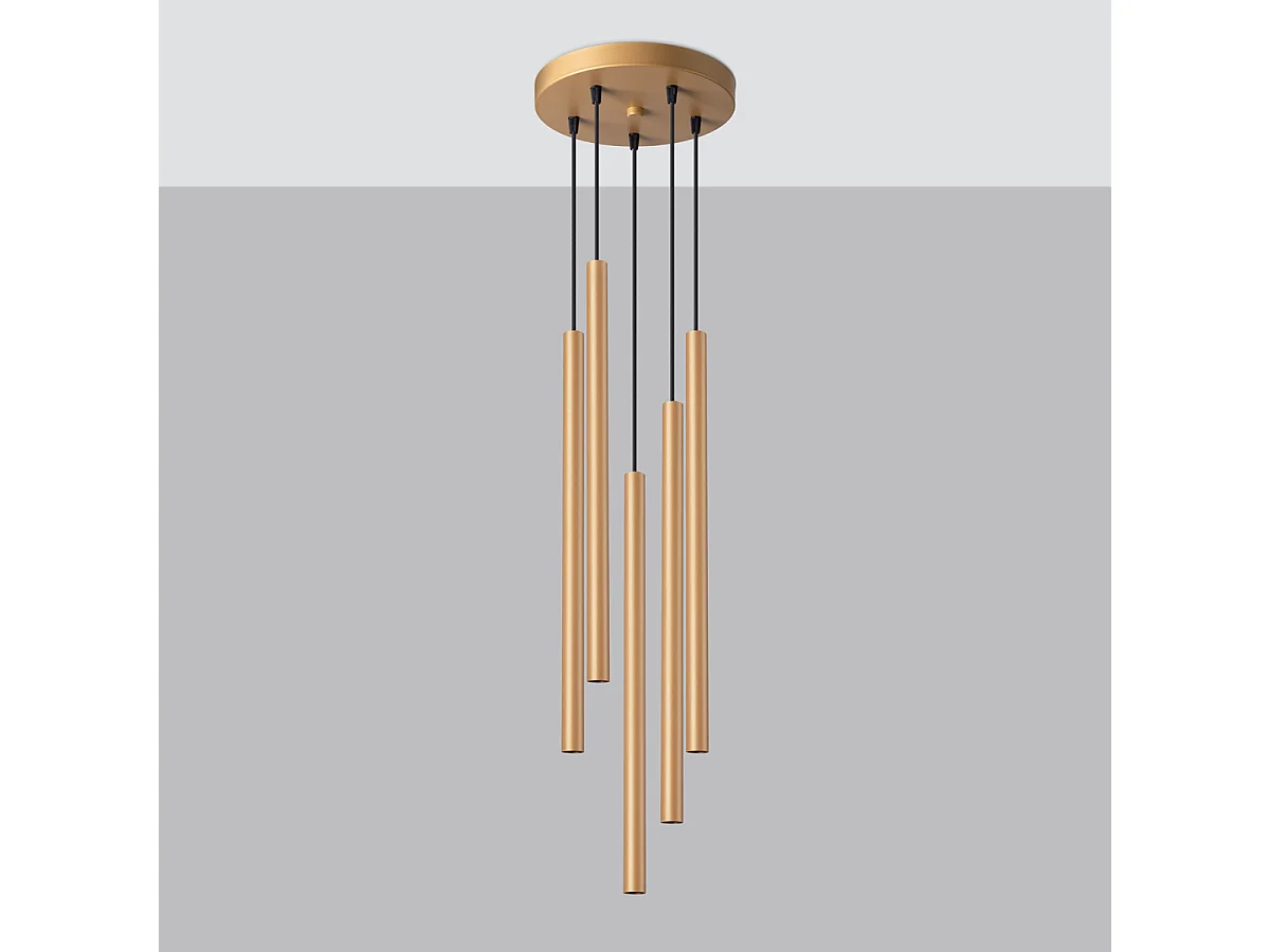Lampy wiszące nowoczesny Brill, stal - 5 źródło światła 4000K - L.25 x H.110 cm - złoty 4751524 - obrazek 1
