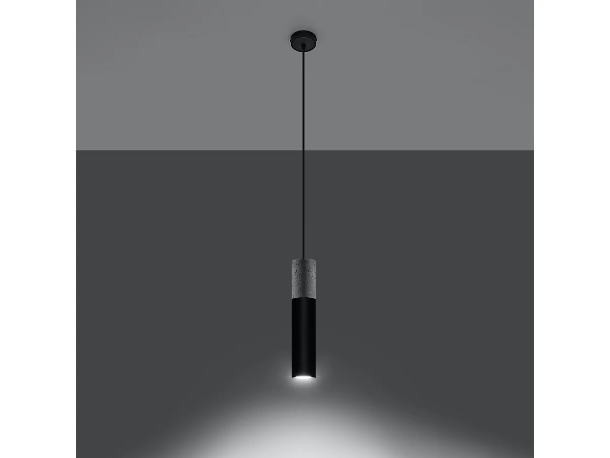 Lampy wiszące nowoczesny Lume, stal/beton - 1 źródło światła 3000K - L.8 x H.105 cm - czarny/szary 4751526 - obrazek 1