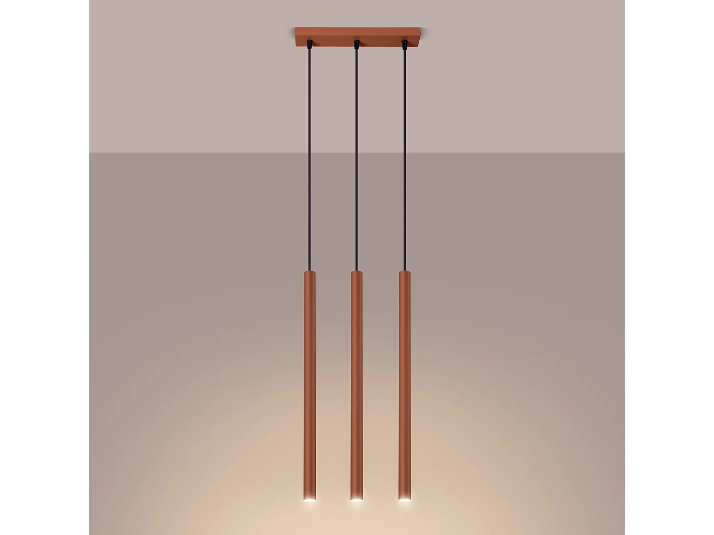 Lampa wisząca nowoczesny Brill, stal - 3 źródło światła 3000K - L.30 x H.94 cm - ochra czerwona 4751522 - obrazek 1