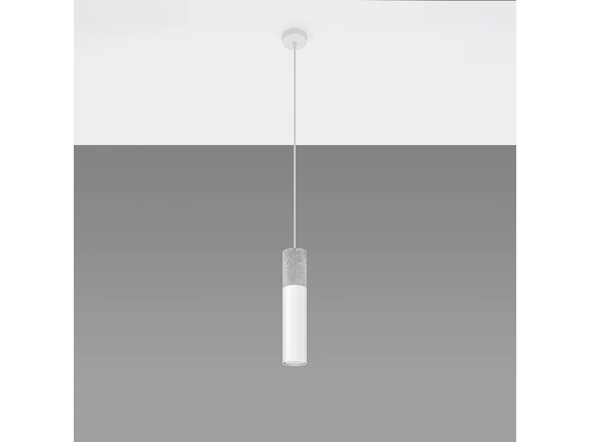 Lampy wiszące nowoczesny Lume, stal/beton - 1 źródło światła 4000K - L.8 x H.105 cm - biały/szary 4751530 - obrazek 1