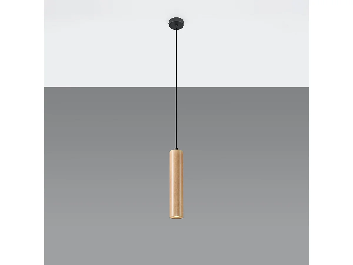 Lampy wiszące skandynawski Silno, drewno - 1 źródło światła 4000K - L.8 x H.105 cm - naturalne drewno 4751528 - obrazek 1