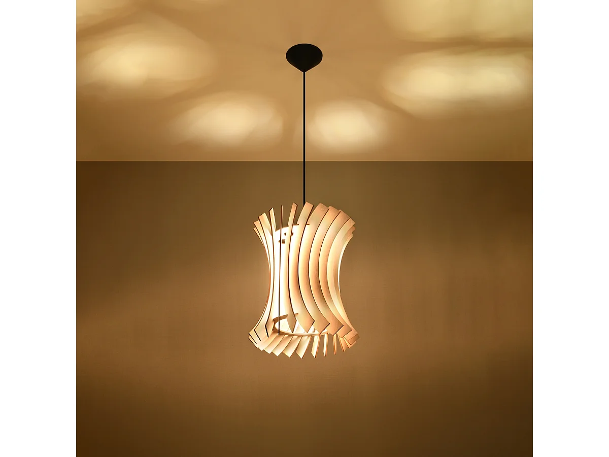 Lampy wiszące skandynawski Elyandra, drewno - 1 źródło światła 3000K - L.30 x H.107 cm - naturalne drewno 4751534 - obrazek 1