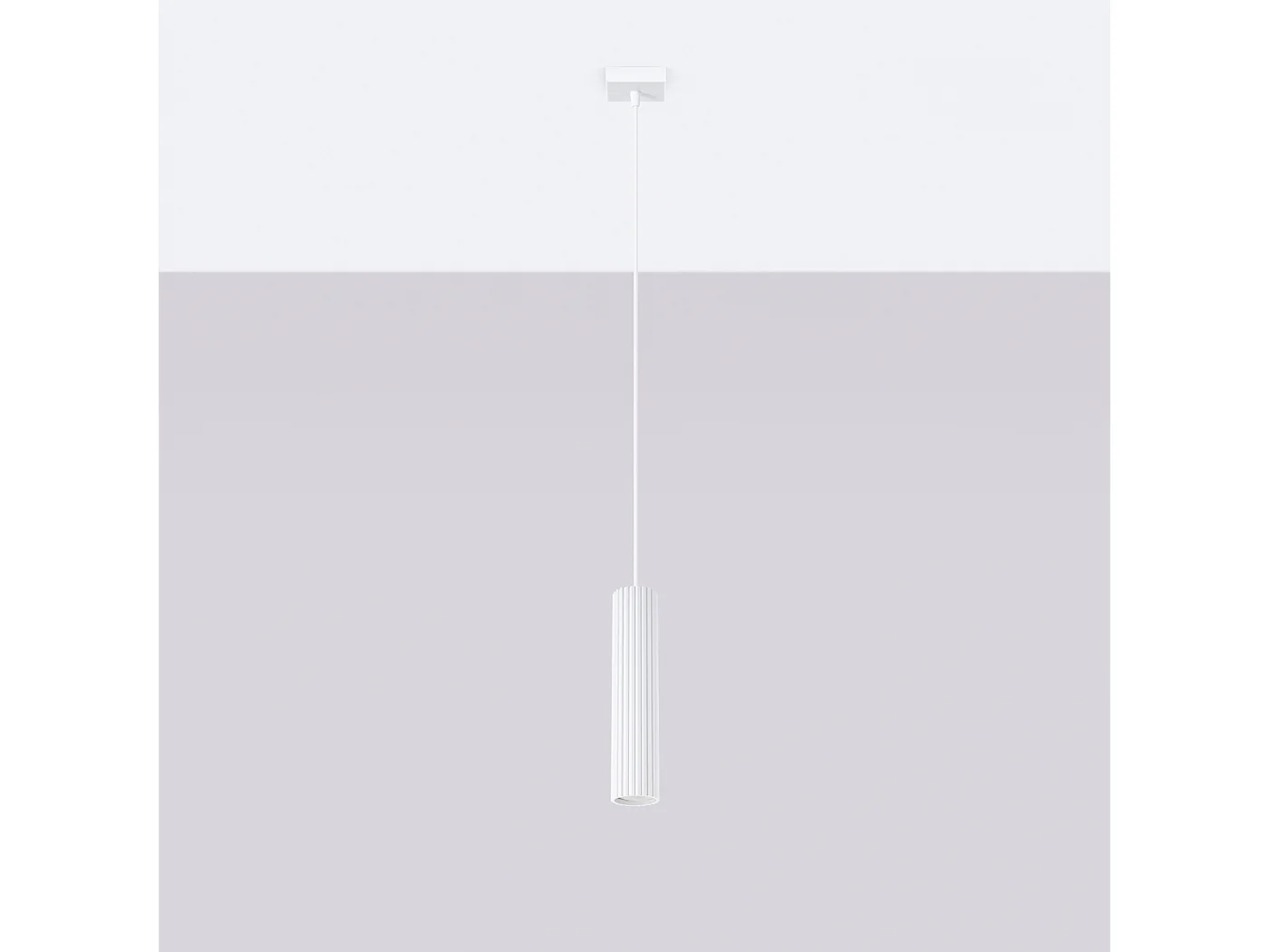 Lampa wisząca minimalistyczny Gloow, aluminium - 1 źródło światła 4000K - L.8 x H.118 cm - biały 4751546 - obrazek 1