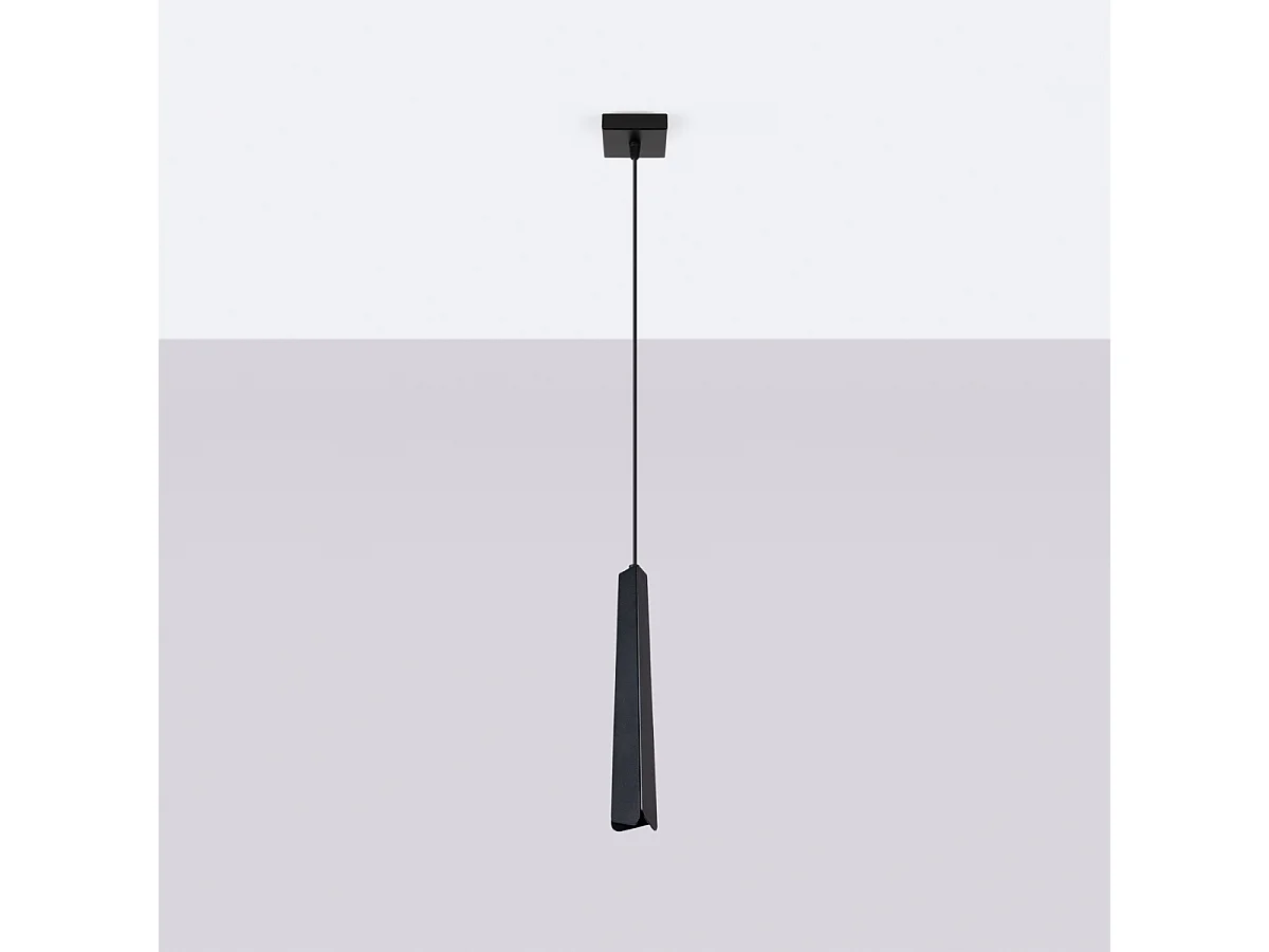 Lampy wiszące skandynawski Astel, stal - 1 źródło światła 4000K - L.8 x H.120 cm - czarny 4751557 - obrazek 1