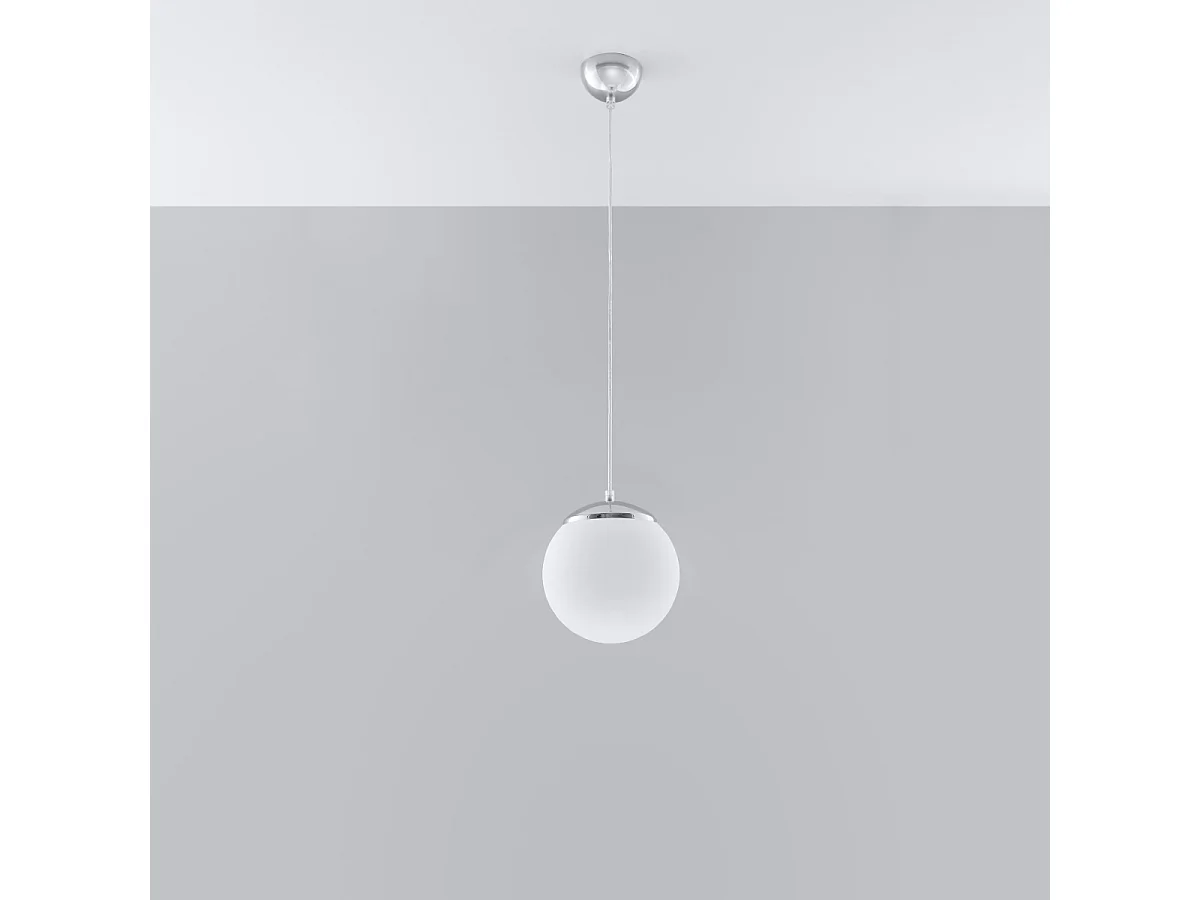 Lampy wiszące minimalistyczny Stera, stal/szkło - 1 źródło światła 4000K - L.20 x H.110 cm - biały/chrom 4751565 - obrazek 1