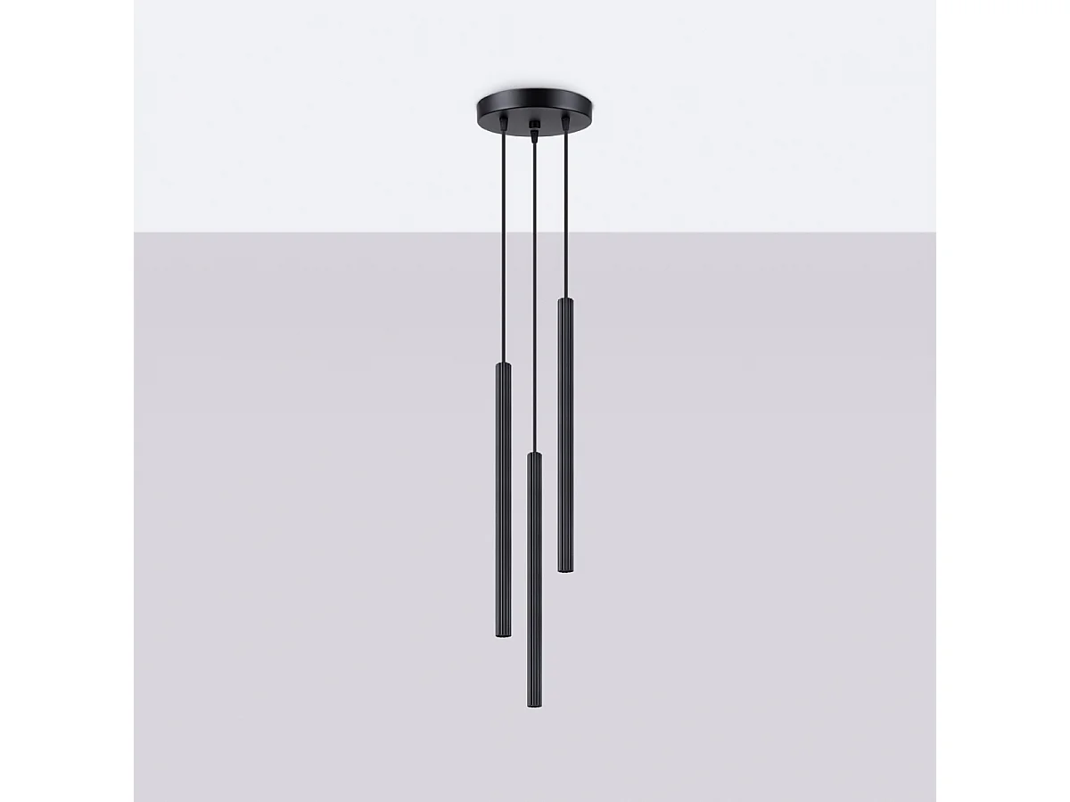 Lampy wiszące nowoczesny Elara, stal - 3 źródło światła 4000K - L.20 x H.120 cm - czarny 4751563 - obrazek 1