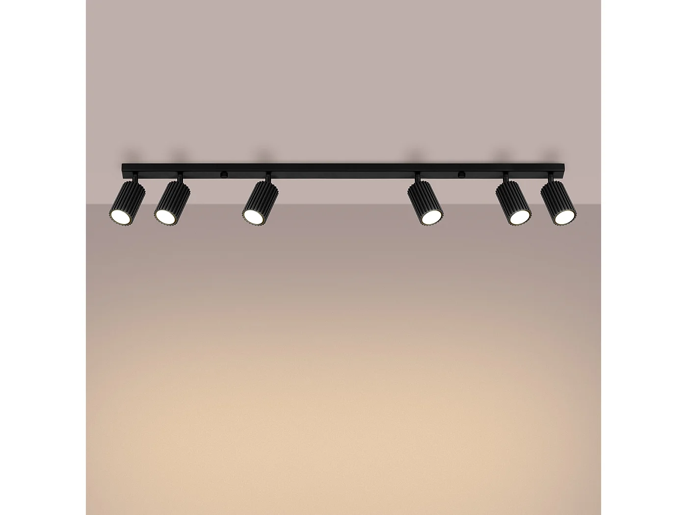 Lampa sufitowa minimalistyczny Gloow, aluminium - 6 źródło światła 3000K - L.117 x H.16.5 cm - czarny 4751567 - obrazek 1