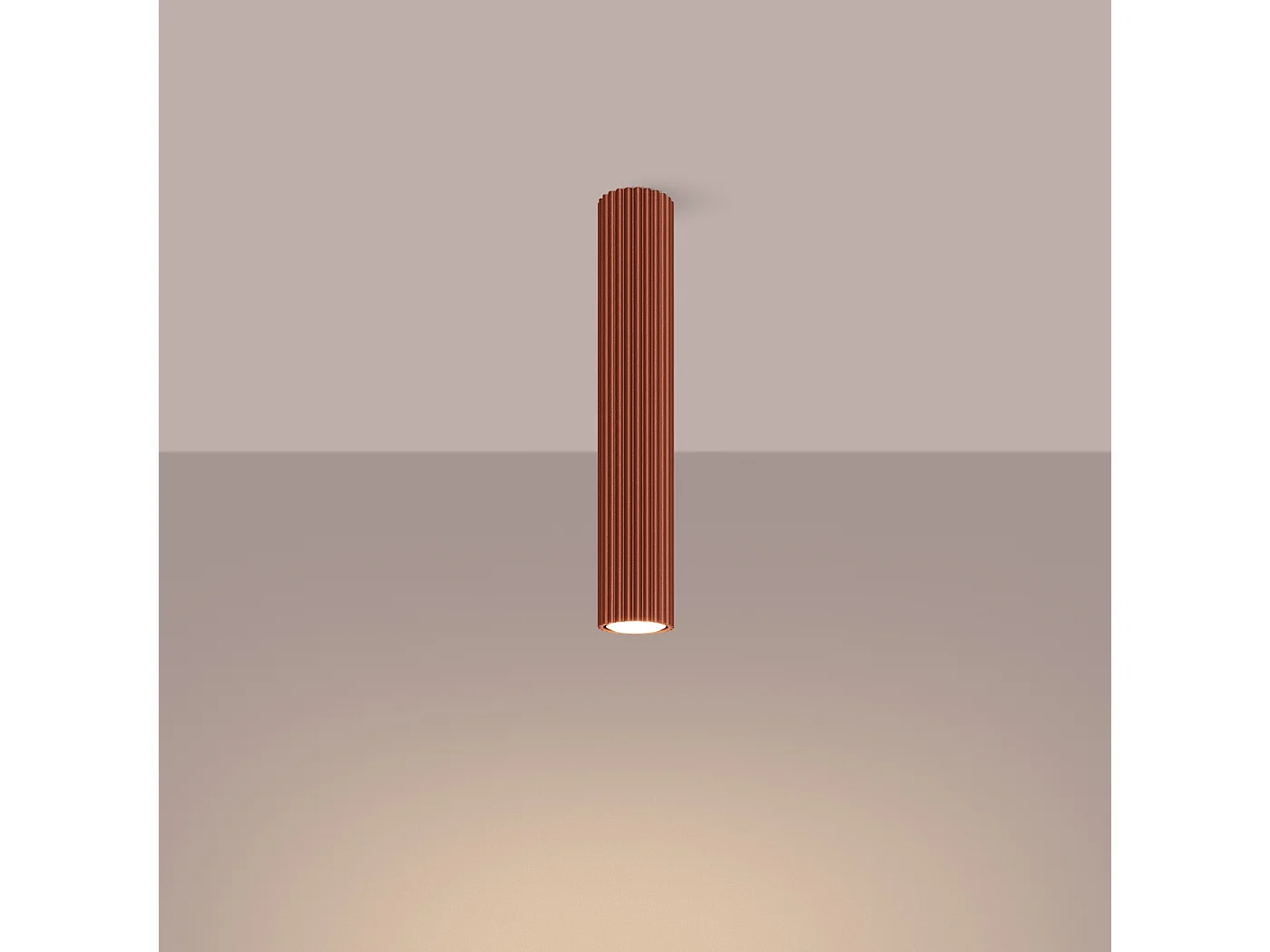Lampa sufitowa minimalistyczny Gloow, aluminium - 1 źródło światła 3000K - L.6.5 x H.40 cm - ochra czerwona 4751627 - obrazek 1