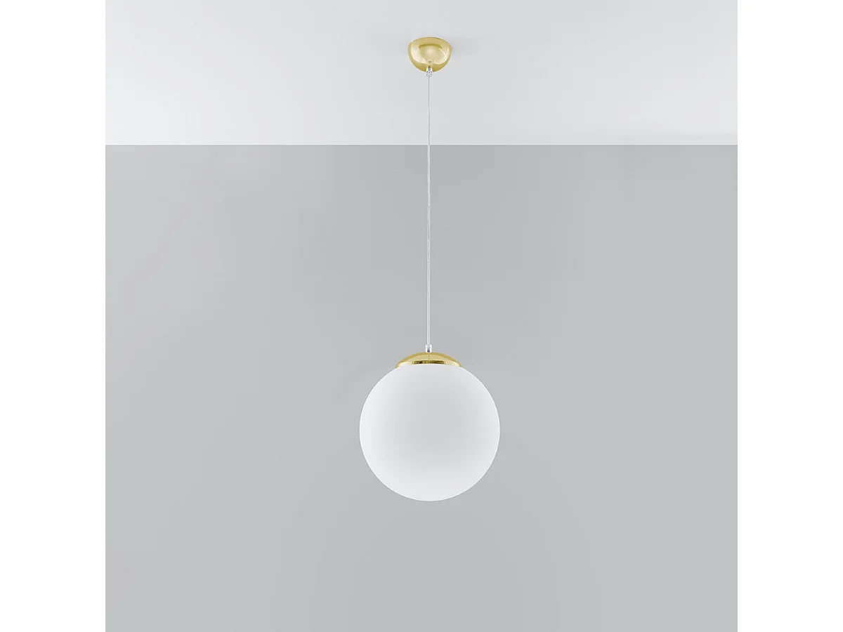 Lampy wiszące minimalistyczny Stera, stal/szkło - 1 źródło światła 4000K - L.30 x H.120 cm - biały/złoty 4751620 - obrazek 1