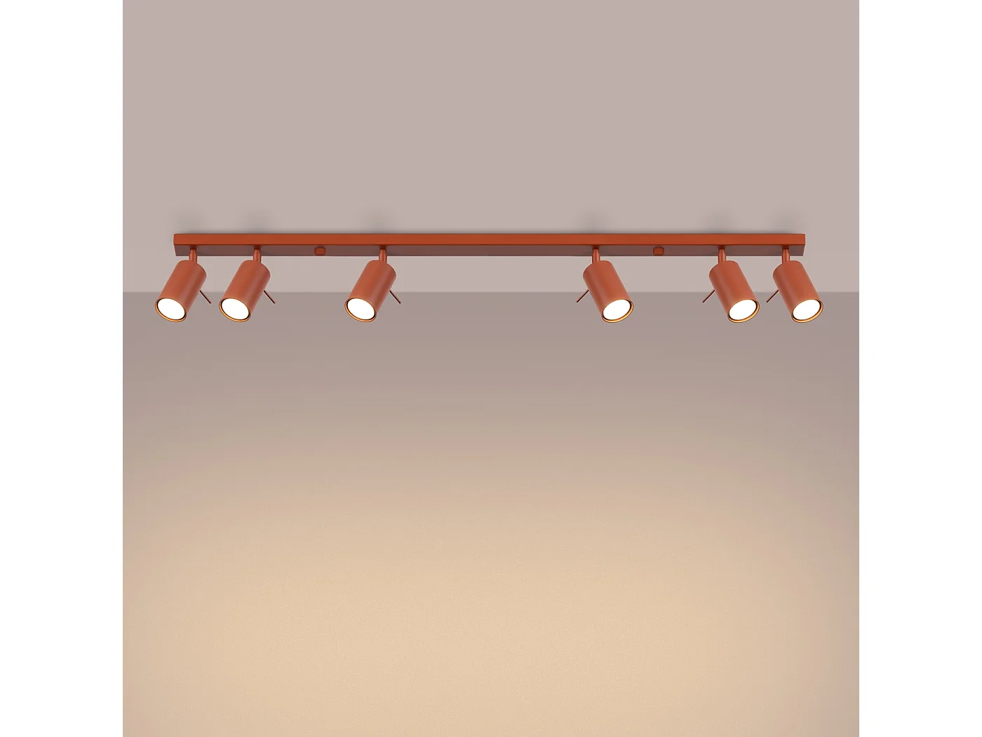 Lampa sufitowa nowoczesny Briix, stal - 6 źródło światła 3000K - L.117 x H.17 cm - ochra czerwona 4751730 - obrazek 1