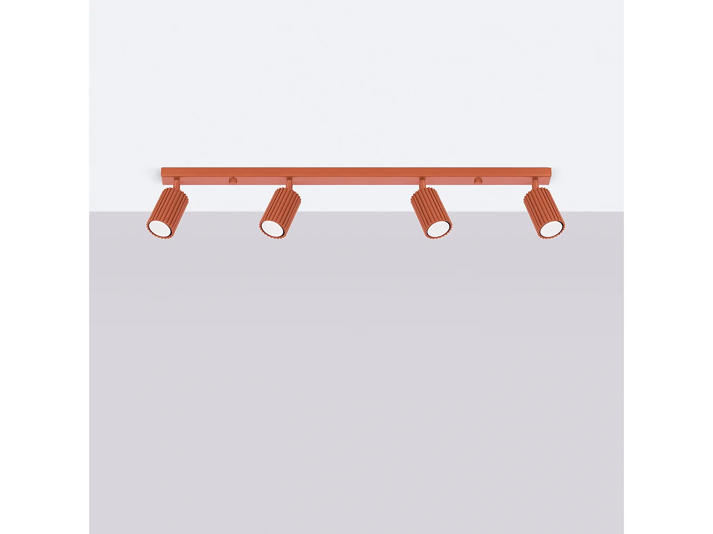 Lampa sufitowa minimalistyczny Gloow, aluminium - 4 źródło światła 4000K - L.81 x H.16.5 cm - ochra czerwona 4751780 - obrazek 1