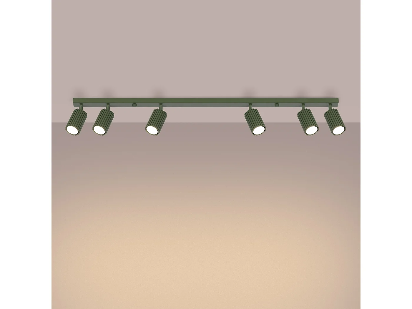 Lampa sufitowa minimalistyczny Gloow, aluminium - 6 źródło światła 3000K - L.117 x H.16.5 cm - zielony oliwkowy 4751854 - obrazek 1