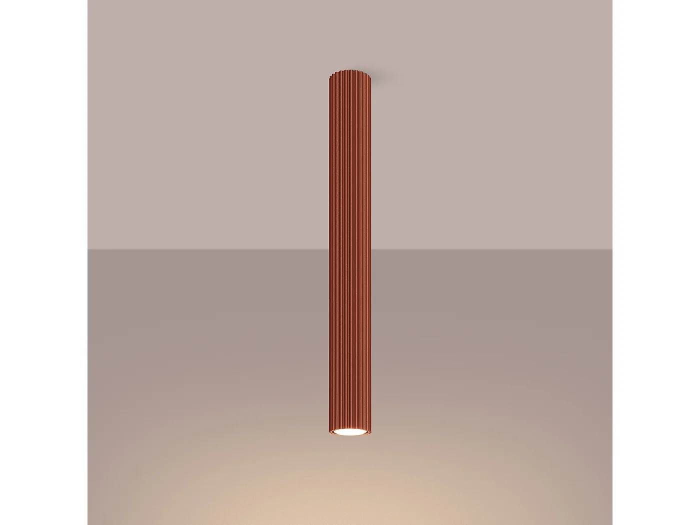 Lampa sufitowa minimalistyczny Gloow, aluminium - 1 źródło światła 3000K - L.6.5 x H.60 cm - ochra czerwona 4751867 - obrazek 1