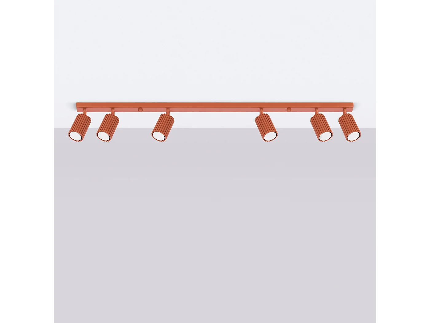 Lampa sufitowa minimalistyczny Gloow, aluminium - 6 źródło światła 4000K - L.117 x H.16.5 cm - ochra czerwona 4751925 - obrazek 1