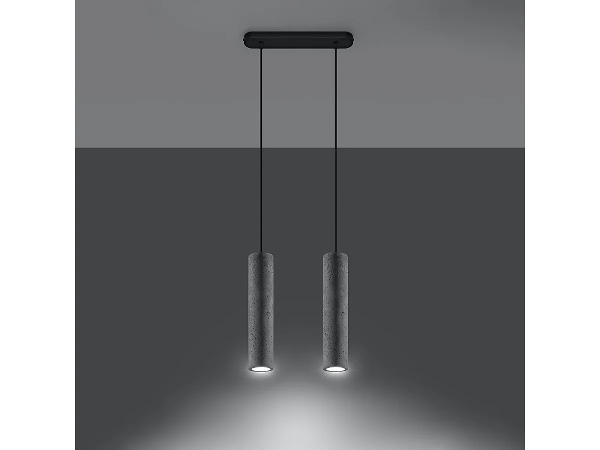 Lampy wiszące industrialny Solvix, beton - 2 źródło światła 3000K - L.30 x H.90 cm - szary 4752042 - obrazek 1