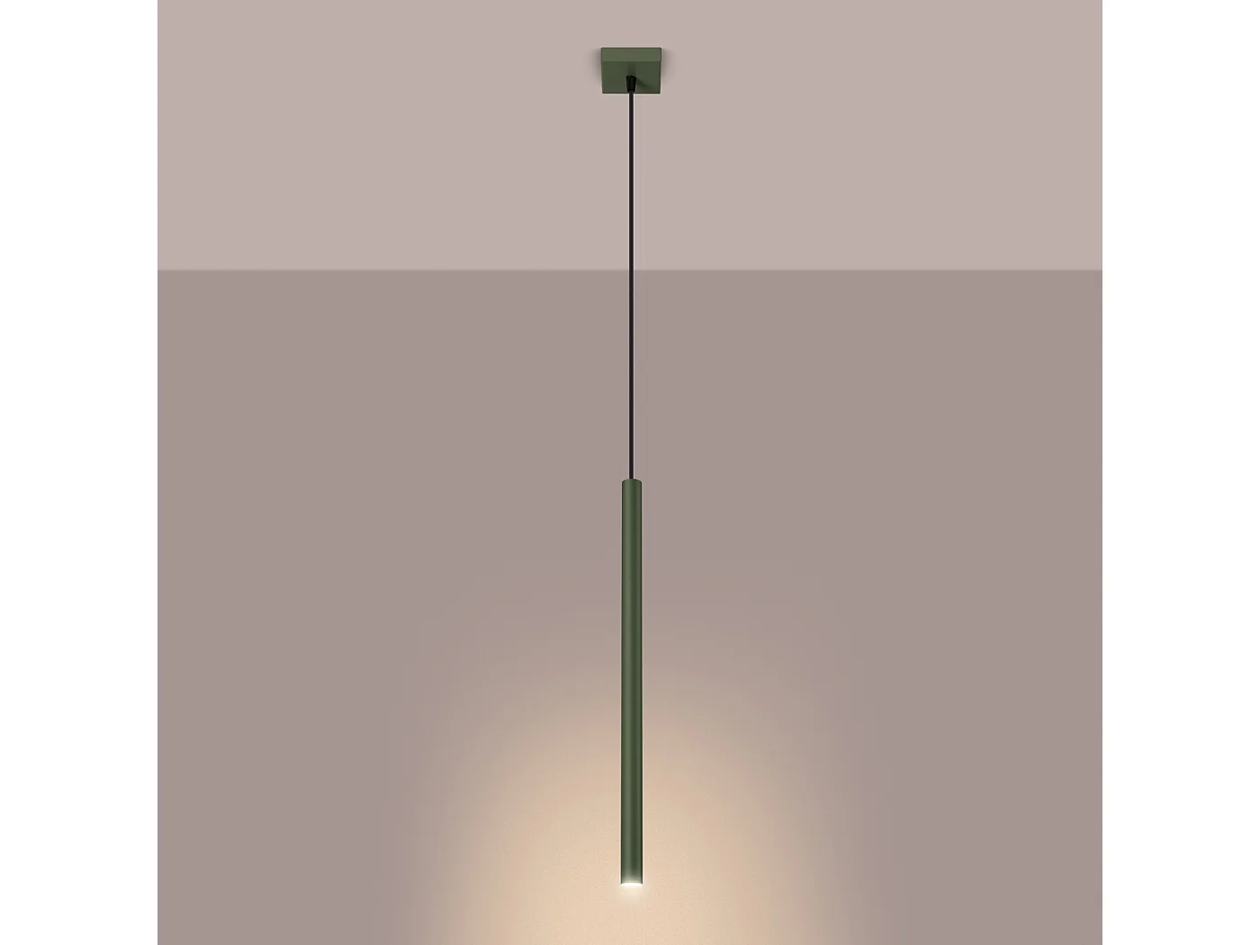 Lampa wisząca nowoczesny Brill, stal - 1 źródło światła 3000K - L.8 x H.114 cm - zielony oliwkowy 4752041 - obrazek 1