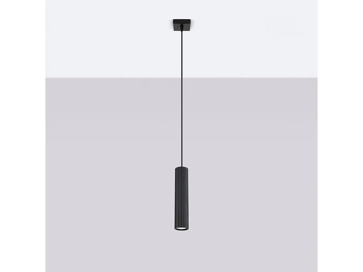 Lampa wisząca minimalistyczny Gloow, aluminium - 1 źródło światła 4000K - L.8 x H.118 cm - czarny 4752045 - obrazek 1