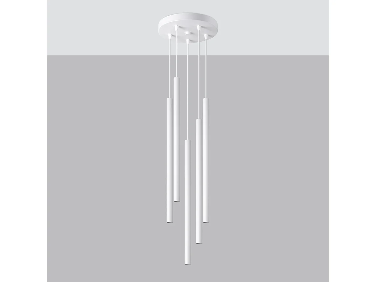 Lampy wiszące nowoczesny Brill, stal - 5 źródło światła 4000K - L.25 x H.110 cm - biały 4752056 - obrazek 1