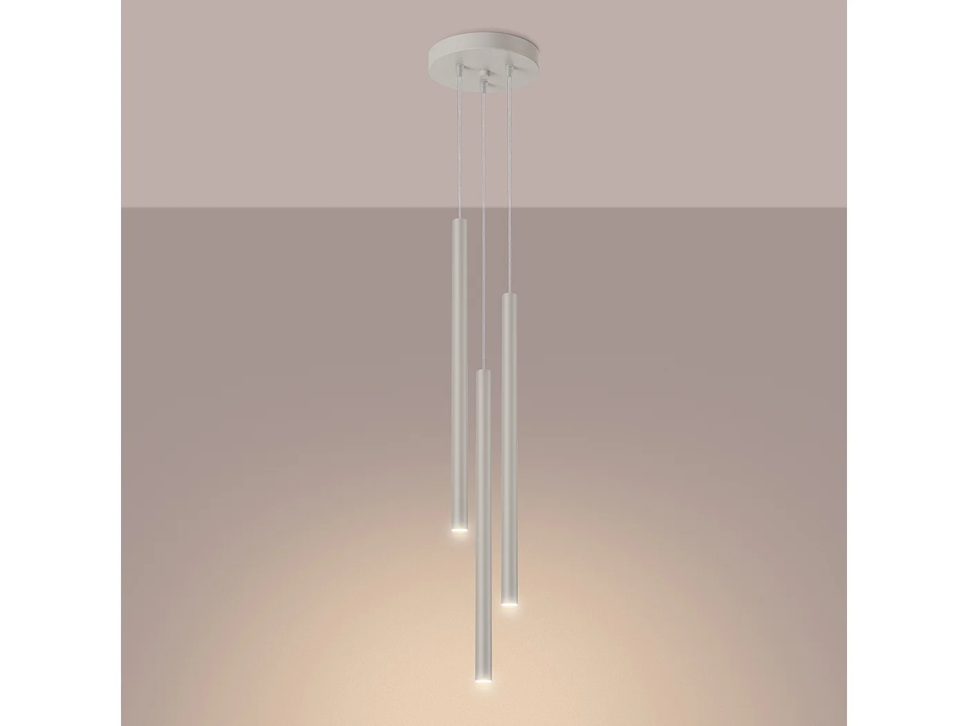 Lampa wisząca nowoczesny Brill, stal - 3 źródło światła 3000K - L.19.5 x H.104 cm - beżowy 4752062 - obrazek 1