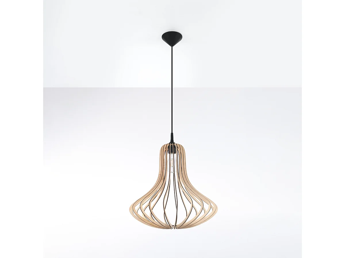 Lampy wiszące skandynawski Zenix, drewno - 1 źródło światła 4000K - L.41 x H.110 cm - naturalne drewno 4752065 - obrazek 1