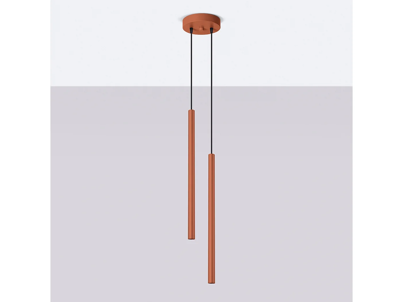 Lampa wisząca nowoczesny Brill, stal - 2 źródło światła 4000K - L.15 x H.104 cm - ochra czerwona 4752068 - obrazek 1
