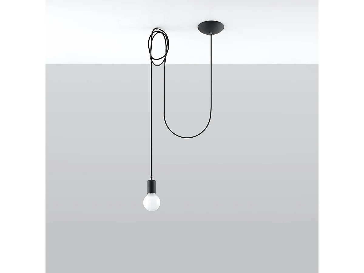Lampy wiszące loft Speis, tkanina/stal - 1 źródło światła 4000K - L.300 x H.150 cm - czarny 4752071 - obrazek 1