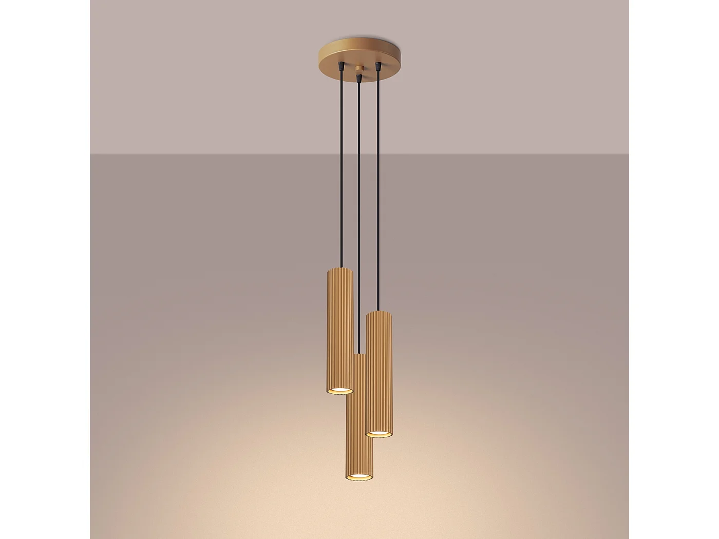 Lampa wisząca minimalistyczny Gloow, aluminium - 3 źródło światła 3000K - L.19.5 x H.108 cm - złoty 4752072 - obrazek 1