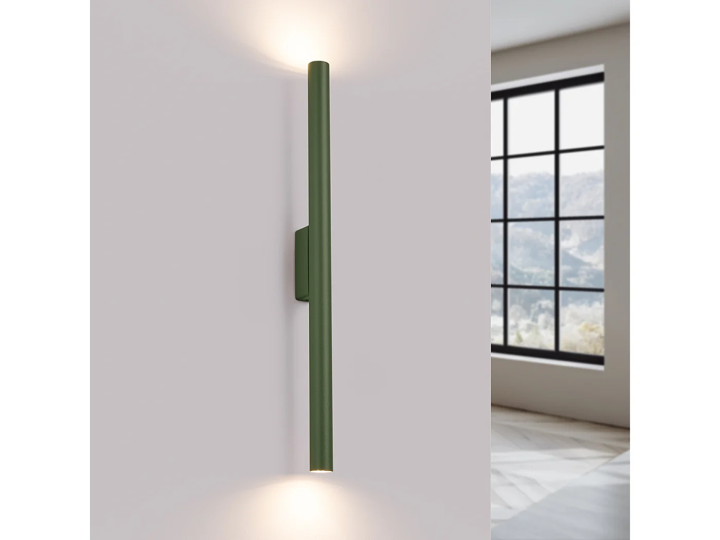 Lampa ścienna nowoczesny Brill, stal - 2 źródło światła 3000K - L.2.5 x H.50 cm - zielony oliwkowy 4752100 - obrazek 1