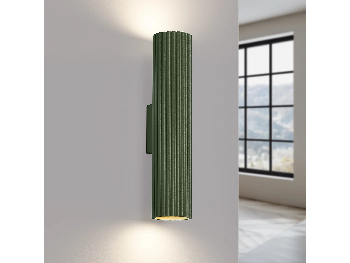 Lampa ścienna minimalistyczny Gloow, aluminium - 2 źródło światła 3000K - L.6.5 x H.30 cm - zielony oliwkowy 4752088 - obrazek 1