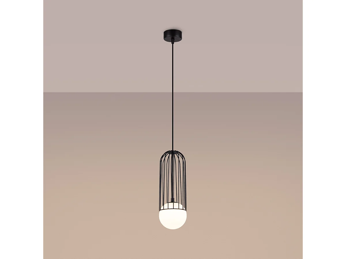 Lampy wiszące nowoczesny Zynex, stal - 1 źródło światła 3000K - L.12 x H.115 cm - czarny 4752150 - obrazek 1
