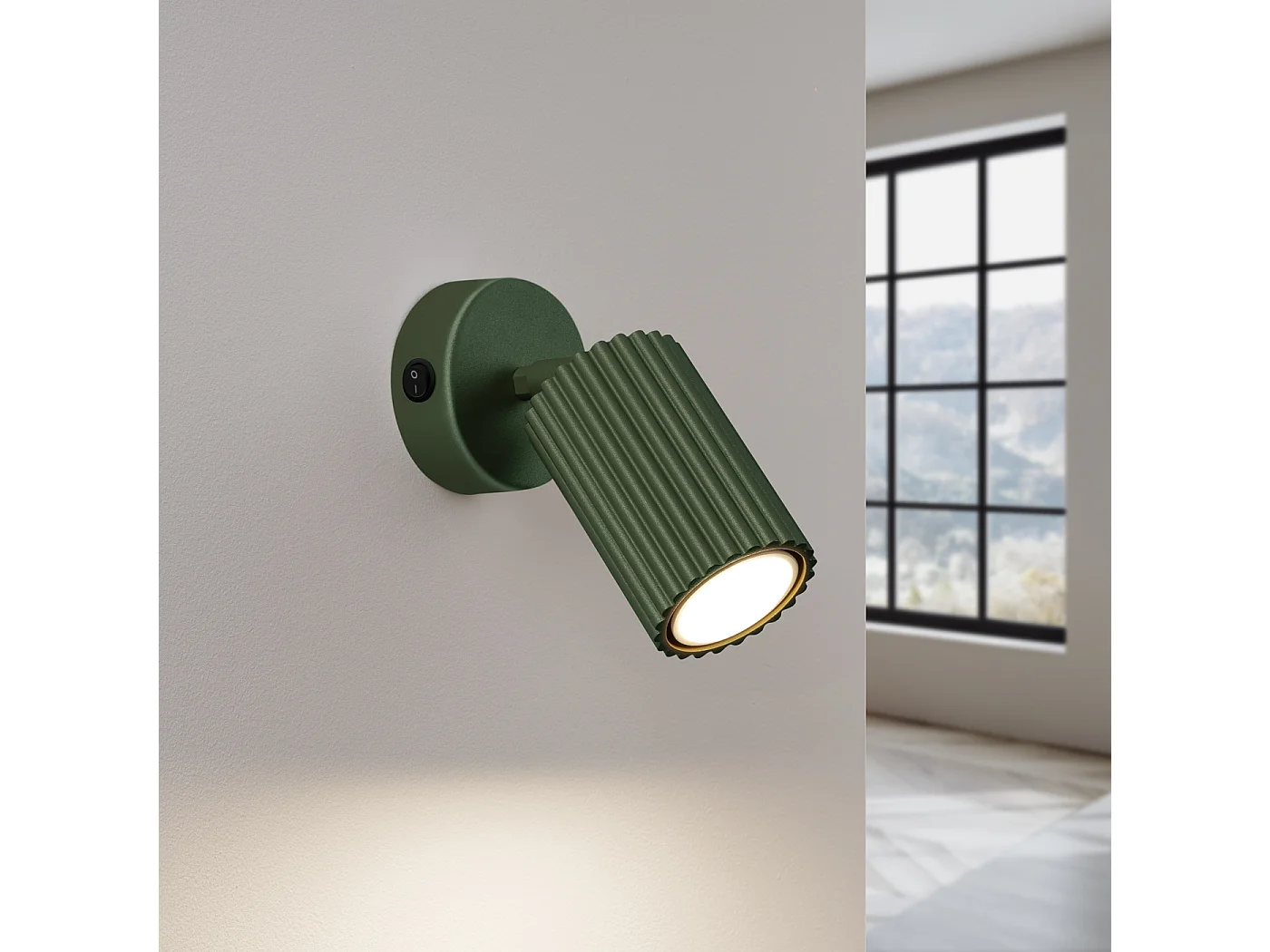 Lampa ścienna minimalistyczny Gloow, aluminium - 1 źródło światła 3000K - L.8 x H.16 cm - zielony oliwkowy 4752157 - obrazek 1