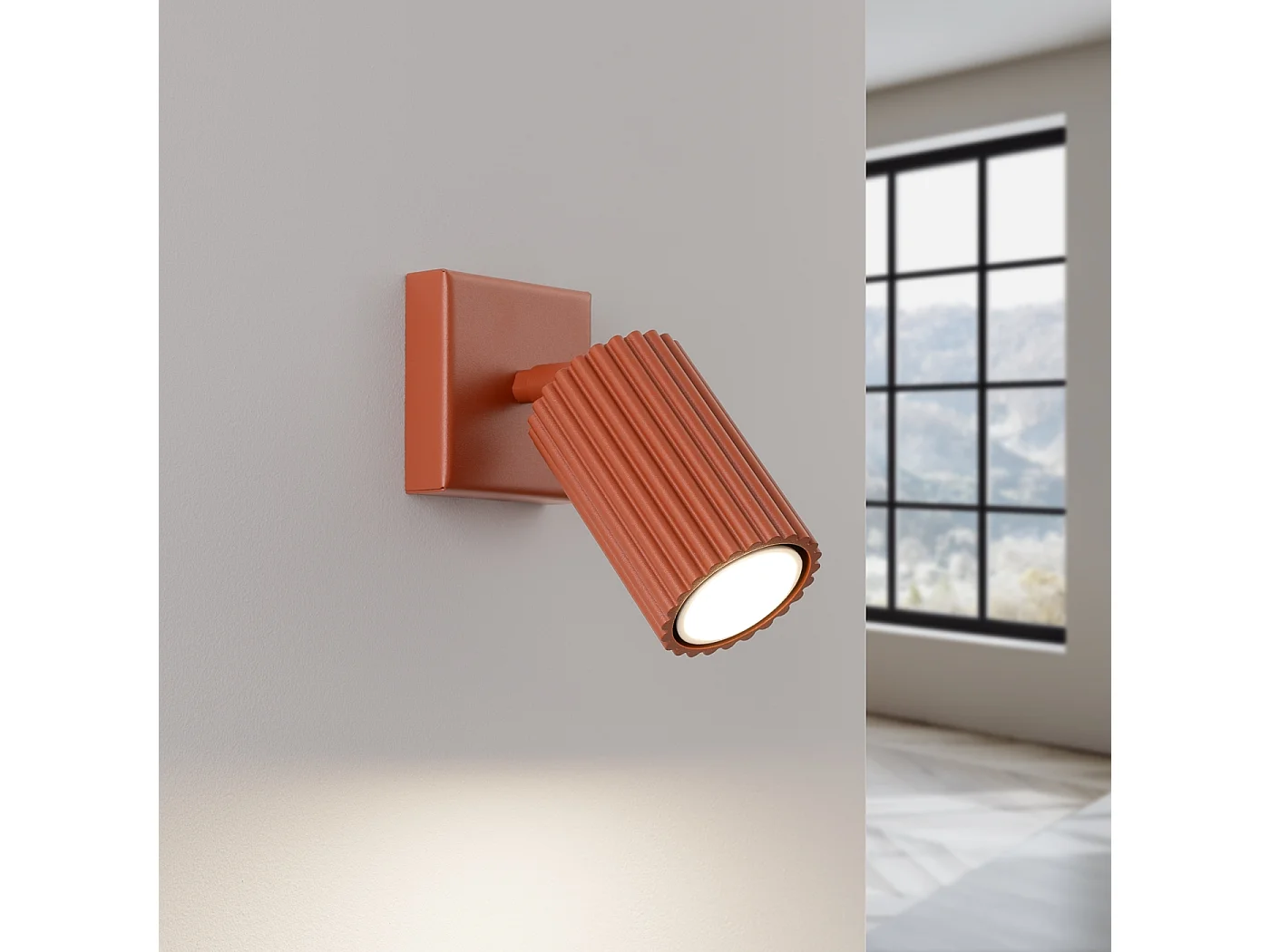 Lampa ścienna minimalistyczny Gloow, aluminium - 1 źródło światła 3000K - L.8 x H.8 cm - ochra czerwona 4752168 - obrazek 1