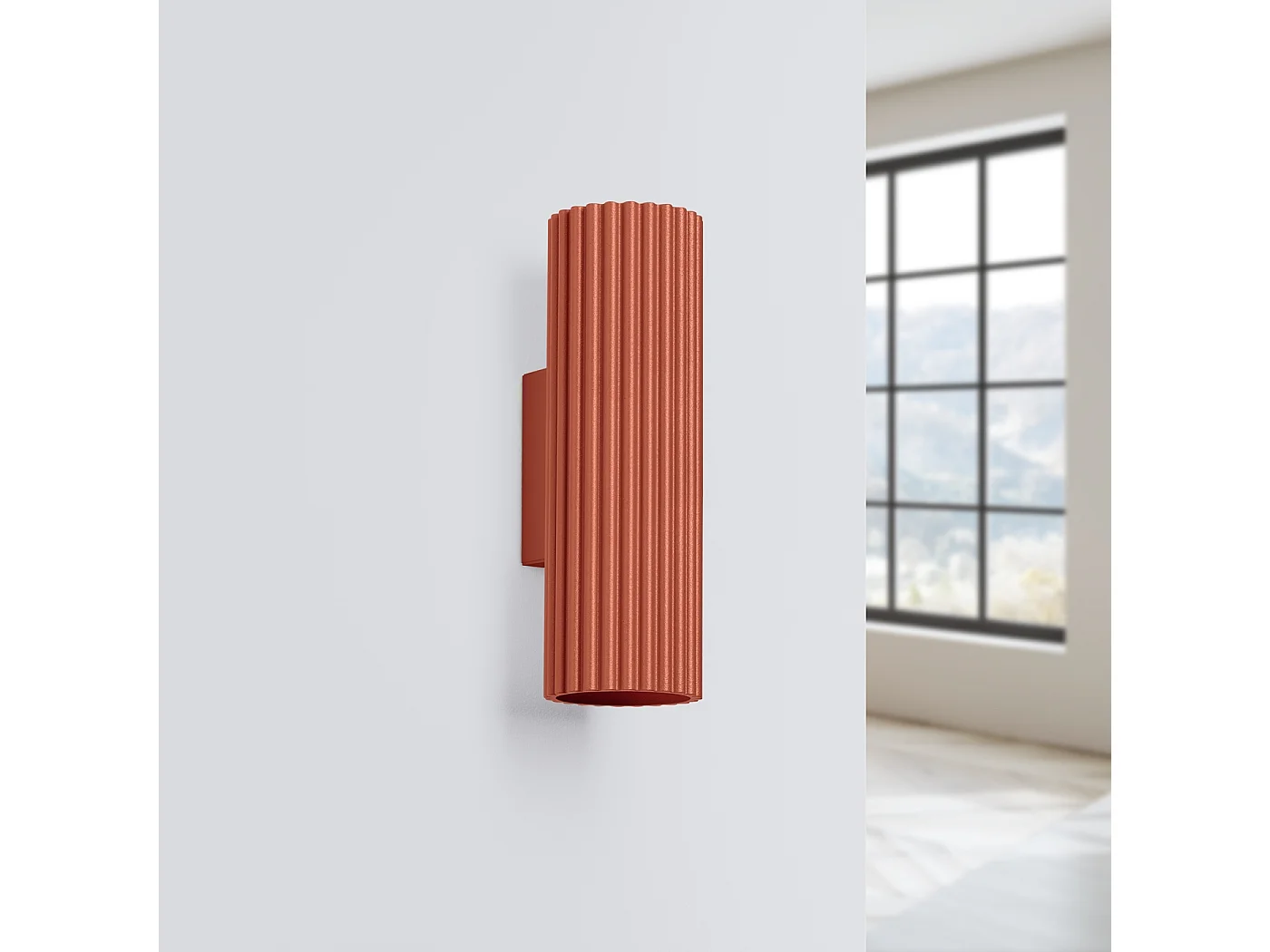 Lampa ścienna minimalistyczny Gloow, aluminium - 2 źródło światła 4000K - L.6.5 x H.20 cm - ochra czerwona 4752192 - obrazek 1