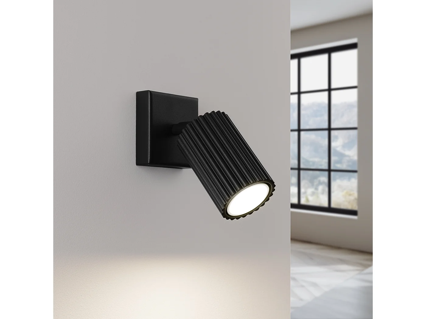 Lampa ścienna minimalistyczny Gloow, aluminium - 1 źródło światła 3000K - L.8 x H.8 cm - czarny 4752224 - obrazek 1